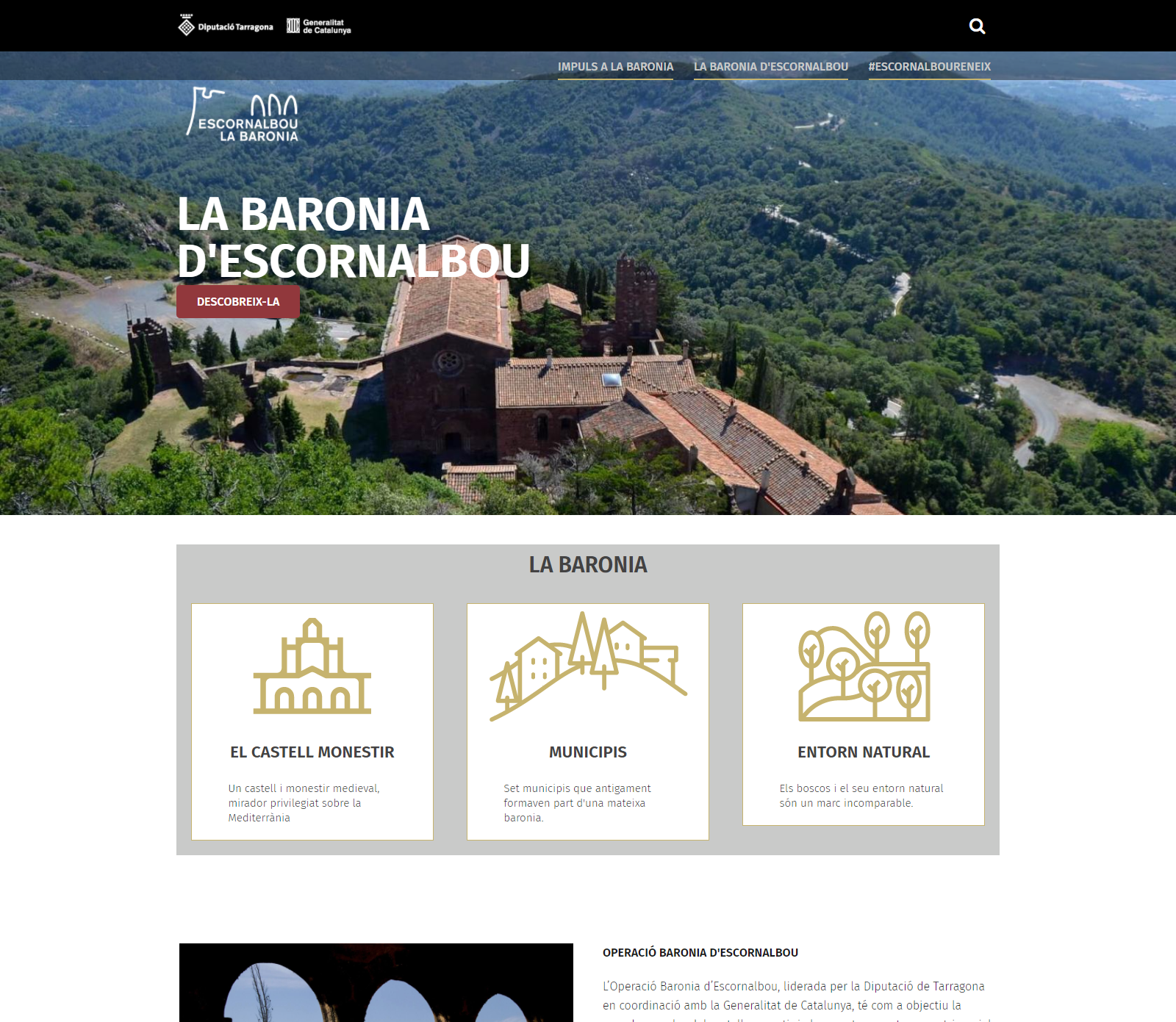 La Diputació de Tarragona impulsa un web dedicat a la Baronia d’Escornalbou i el seu entorn