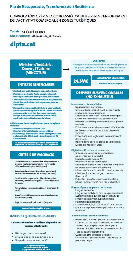 Ajudes a zones d'afluència turística