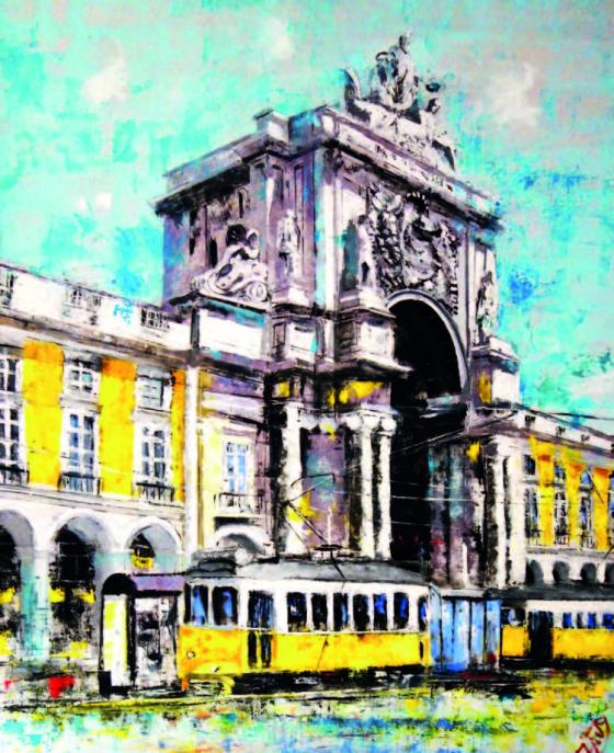 Plaza do comenrcio, Lisboa. Expressions colors i figures contemporànies