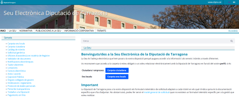 Seu electrònica de la Diputació de Tarragona